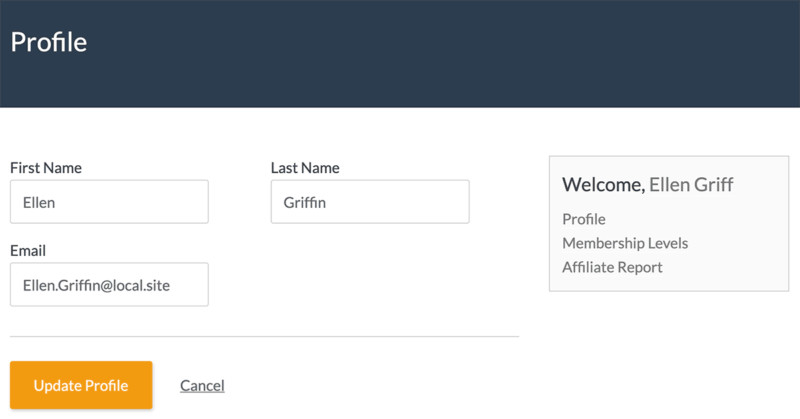 Paid Memberships Pro's frontend Member Profile Edit page with Display Name field removed.